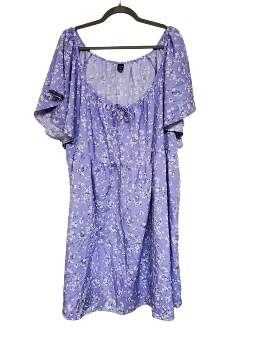 Shein Fit+ Woman's Lilac White Floral Flutter Sleeve Whimsy Peasant Dress 28/30